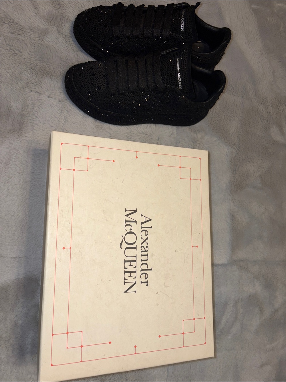 Alexander McQueen Black Crystal-Embellished Slip-On Sneakers